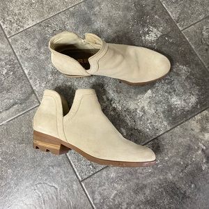Suede Sorel Lolla cut out booties